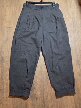 Disturbia 8% Wool Brown/Gray Pleated Tapered Chinos